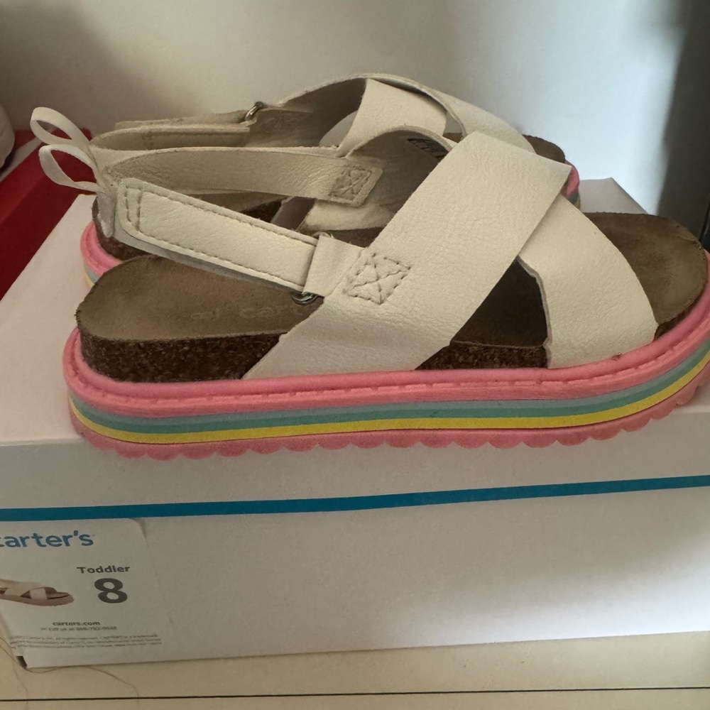 Carter's Cream and Pink Sandals with Colorful Platform